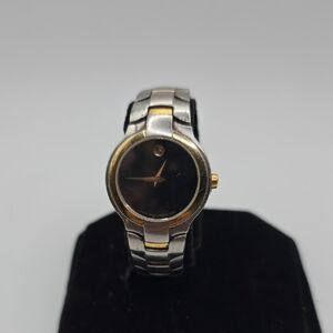 Movado Black Dial Watch with Silver and Gold Accents